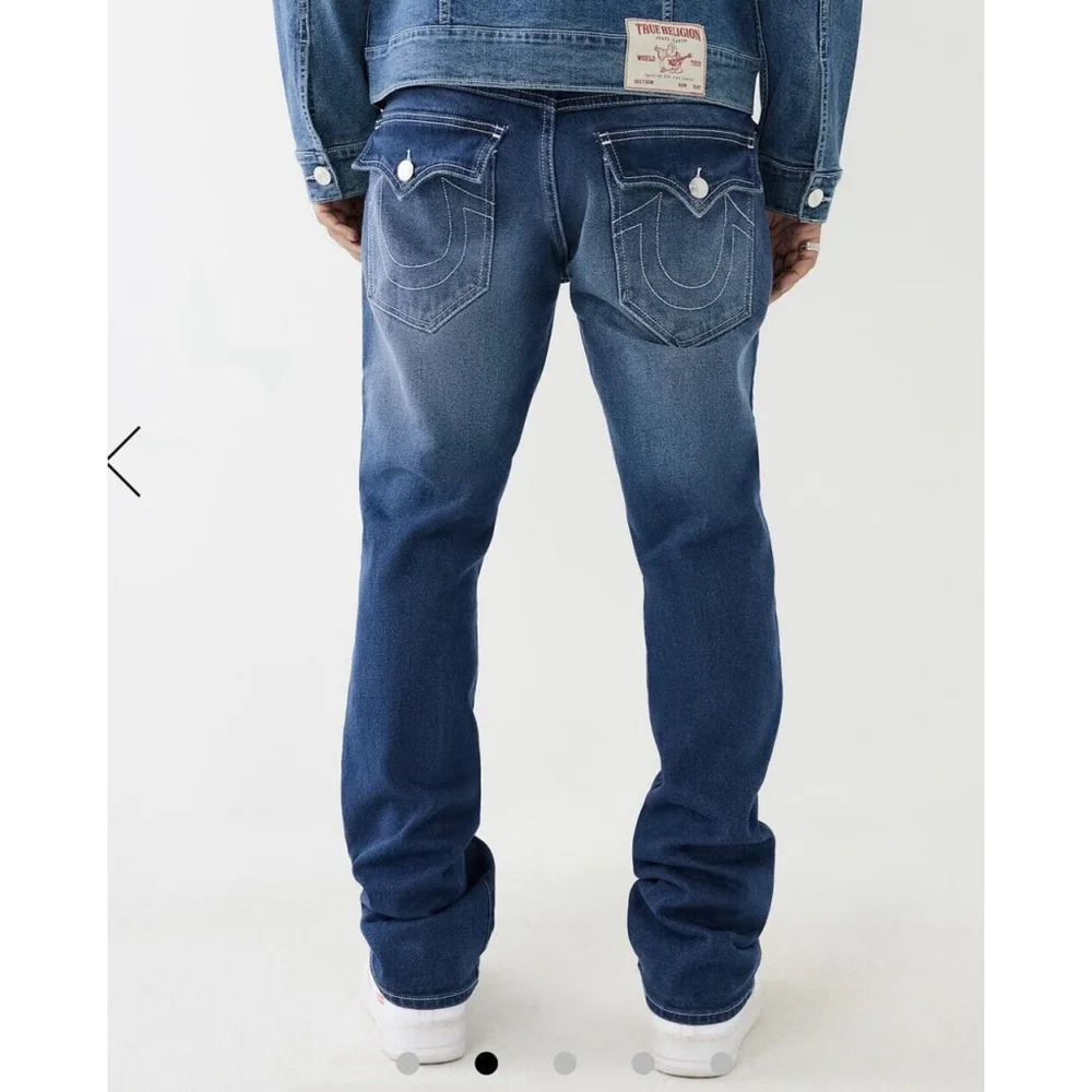 NWT True Religion Ricky Relaxed Straight Flap Jeans 34X34 Men Blue Orig.$159